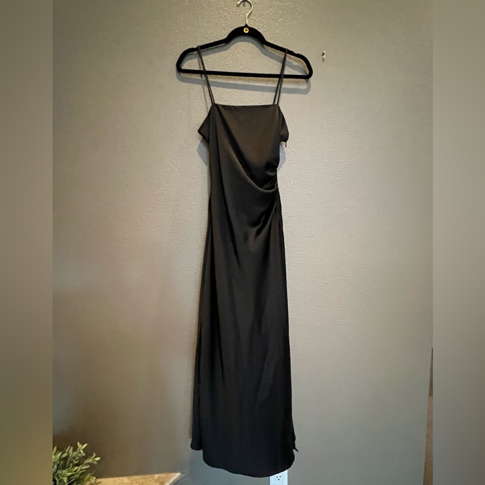 Zara Black Ruched Spaghetti Strap Gown
